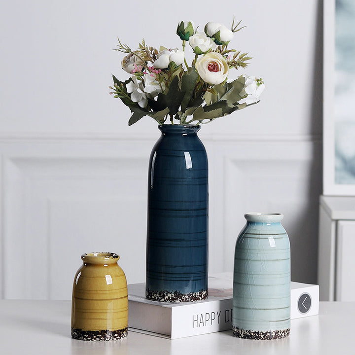 Multicolor Crackle-Glazed Ceramic Vase