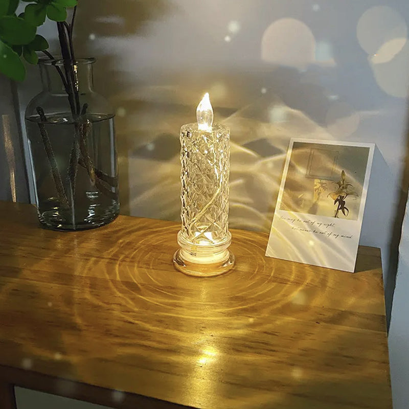 LED electronic candle with rose pattern (plastic)