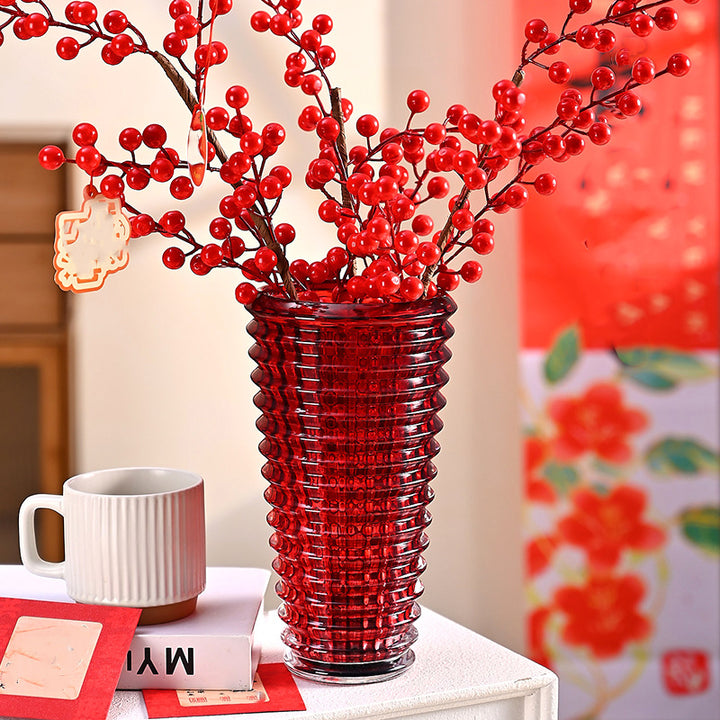 A thick, crystal-clear crystal glass vase.