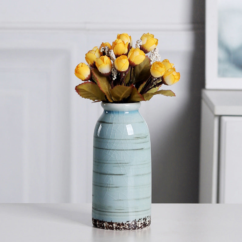 Multicolor Crackle-Glazed Ceramic Vase