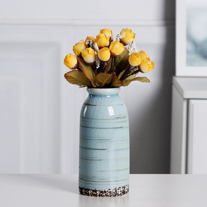 Multicolor Crackle-Glazed Ceramic Vase