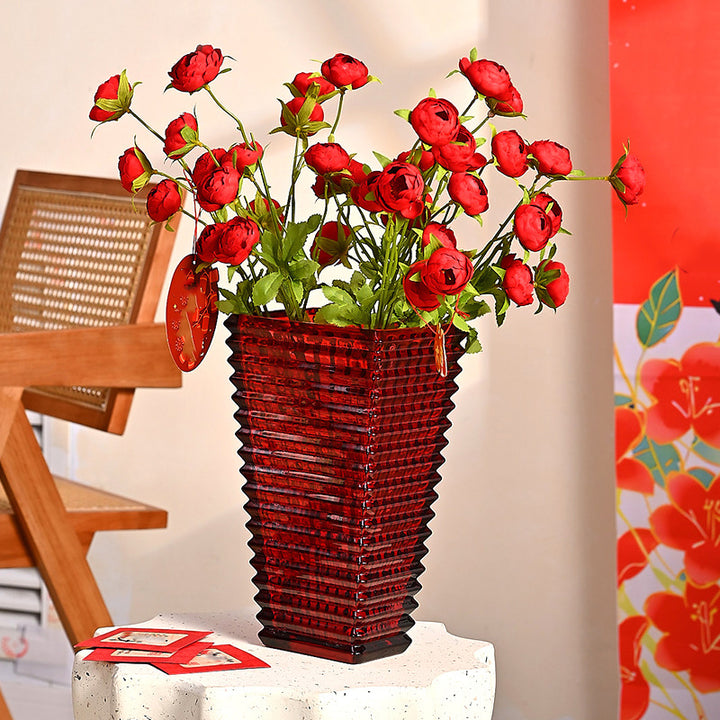 A thick, crystal-clear crystal glass vase.