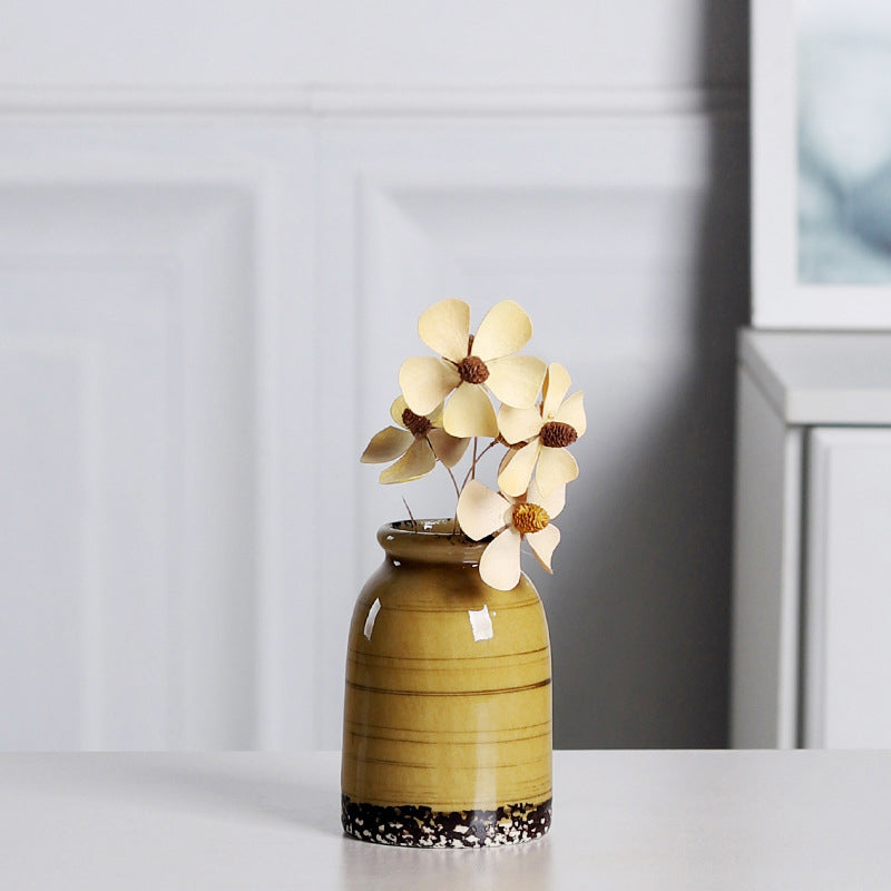 Multicolor Crackle-Glazed Ceramic Vase