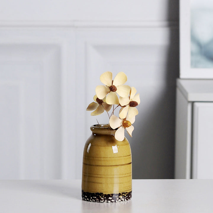 Multicolor Crackle-Glazed Ceramic Vase