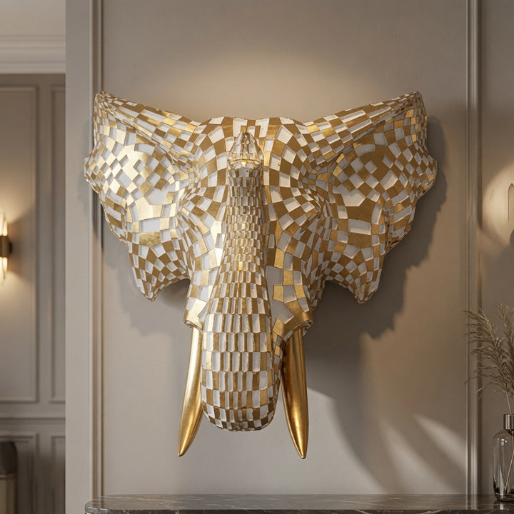 High-end resin mosaic elephant head wall mount